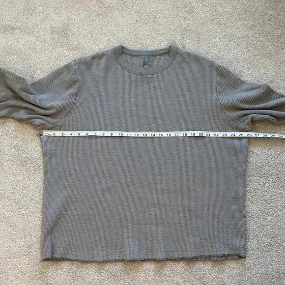 SKIMS Womens Long Sleeve Ribbed Knit Oversized Top Size M Smoke Cotton Lounge - Picture 6 of 7